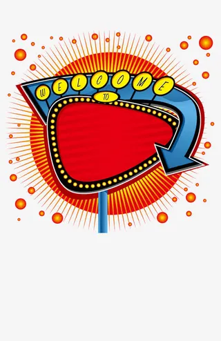 卡通箭头霓虹灯装饰图免抠