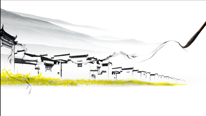 中国风徽派建筑背景模板高清