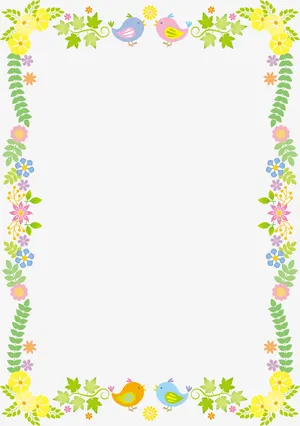 多彩春季花鸟框架免抠
