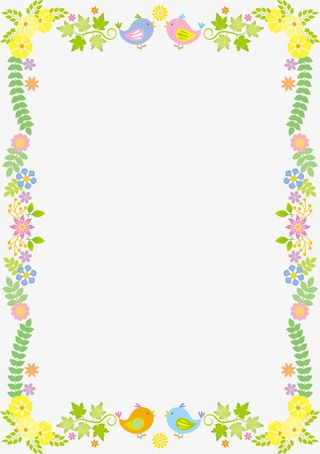 多彩春季花鸟框架免抠