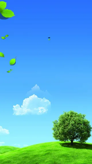 简洁草地上的树木H5背景元素高清