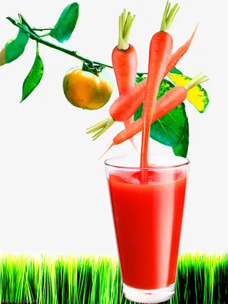 富含营养的萝卜汁和柿子免抠