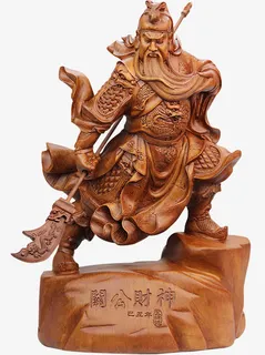 木雕件武财神素材免抠 木雕件武财神素材免抠