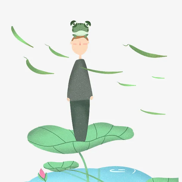 荷叶上的小男孩免抠