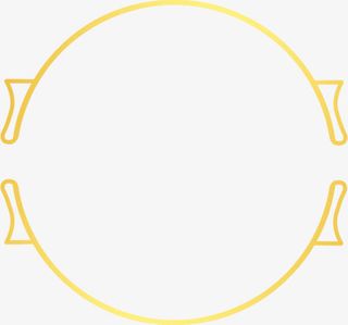 圆形双耳黄色线条中秋免抠