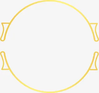 圆形双耳黄色线条中秋免抠