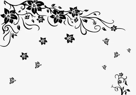 优雅藤蔓对角花纹边框免抠