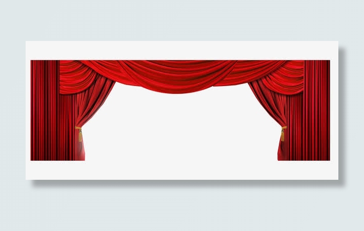 红色窗帘免抠