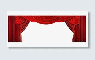 红色窗帘免抠