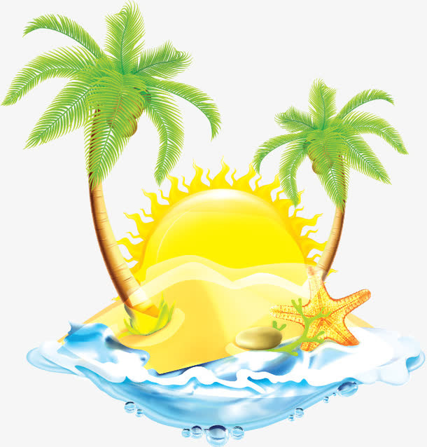 椰树夏日旅游元素免抠