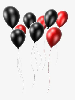 手绘红黑气球免抠