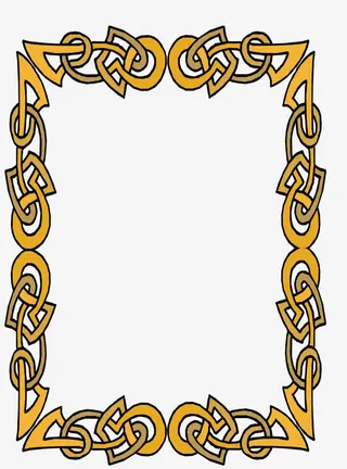 黄色链条授权书边框矢量素材免抠