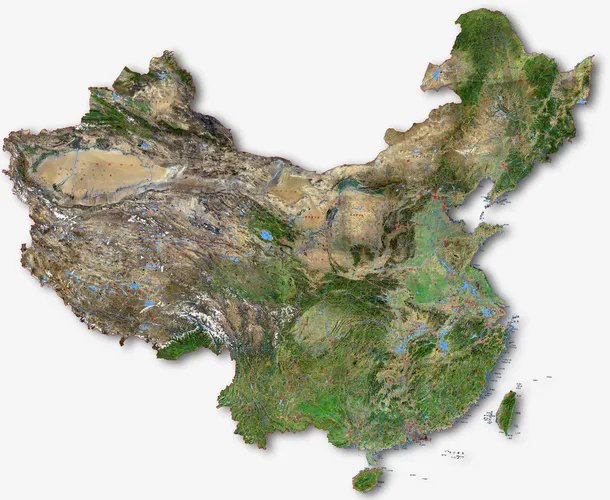 中国卫星影像整合大图免抠