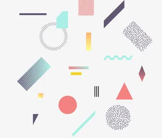 孟菲斯风格贺卡几何图形装饰图案免抠