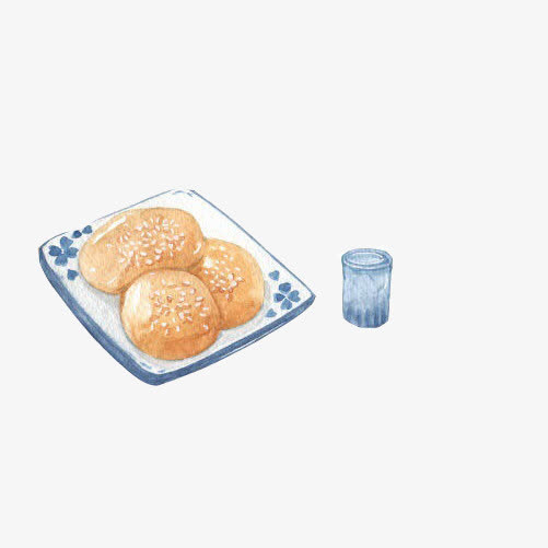 烧饼手绘画素材图片免抠