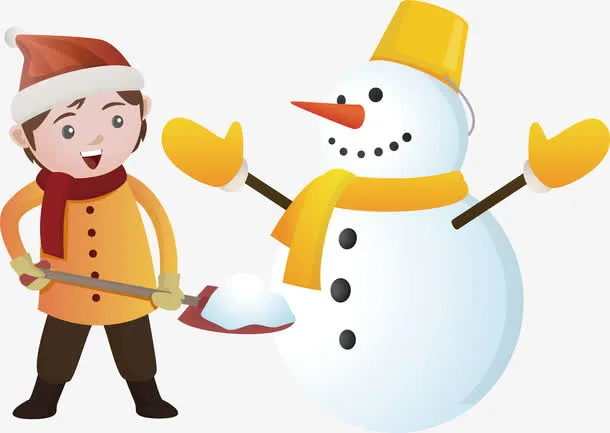 铲雪堆雪人免抠