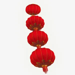 新春过年红色串灯笼免抠