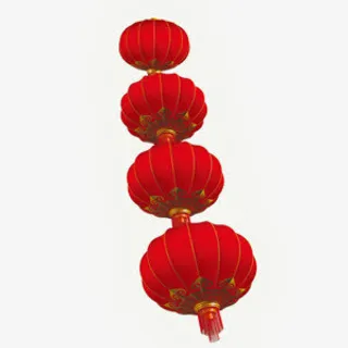 新春过年红色串灯笼免抠