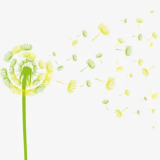 创意合成手绘蒲公英效果花朵免抠