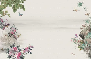 中国风工笔花鸟居家海报背景psd高清