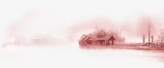 创意合成粉红色的山水风景区免抠