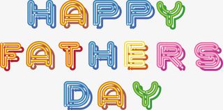 彩色光效父亲节快乐艺术字矢量免抠