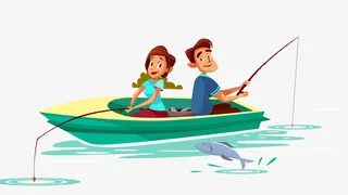 矢量夏季钓鱼情侣下载免抠