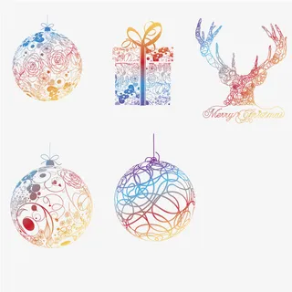 炫彩潮流圣诞元素矢量素材免抠