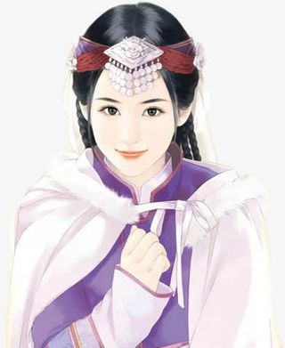 创意合成立绘古风紫衣女子人物造型免抠