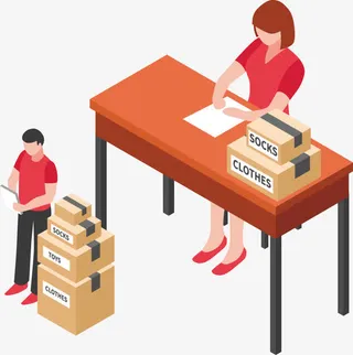 在办理捐赠的工作人员免抠