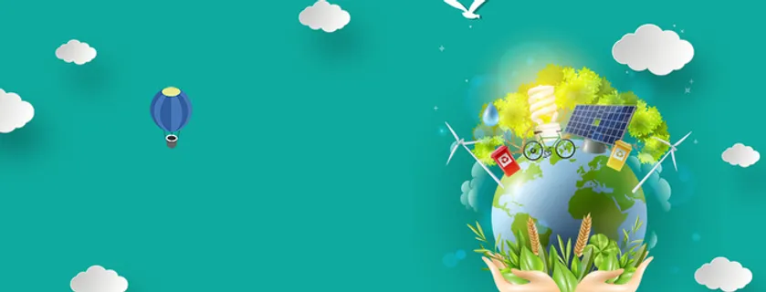 保护地球简约白云绿色banner高清