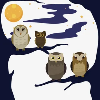 站在树枝上的猫头鹰矢量素材免抠