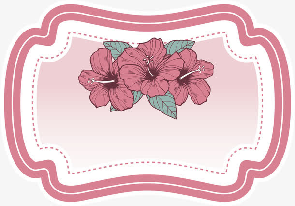 粉红芙蓉花标题框免抠