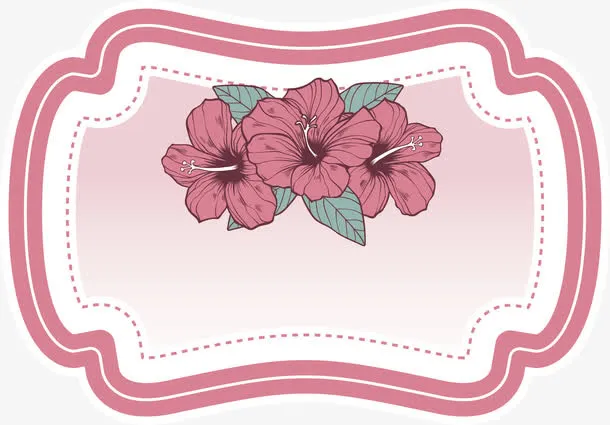 粉红芙蓉花标题框免抠