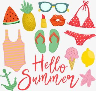 矢量手绘你好夏天免抠