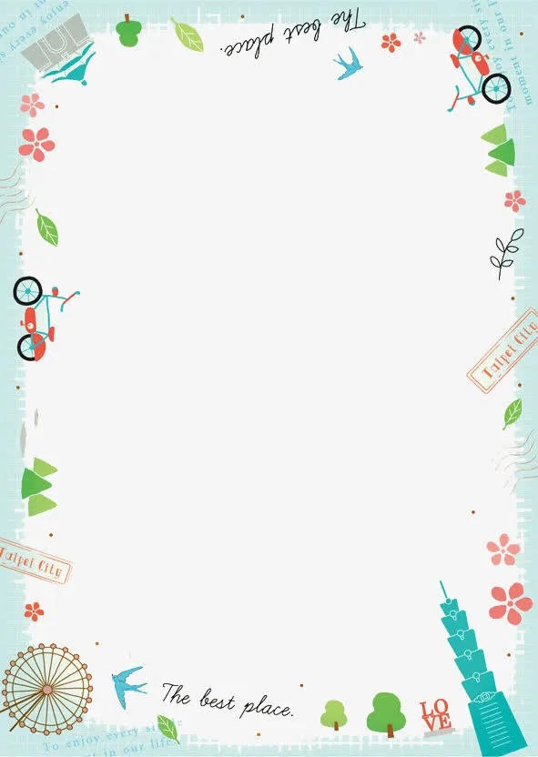可爱书信框免抠