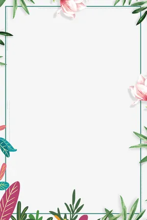 38妇女节小清新鲜花绿叶边框免抠