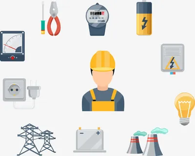 扁平化电力工人及工具设备免抠