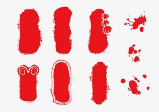 红色中国风印章元素免抠