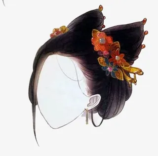 古风发型发钗版免抠