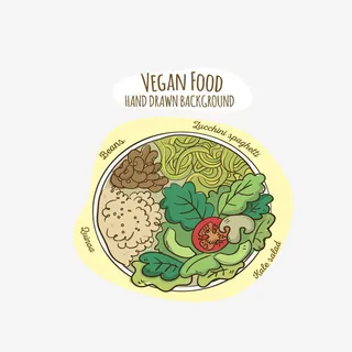 手绘各种纯素食品免抠