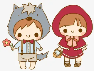 卡通大灰狼和小红帽免抠