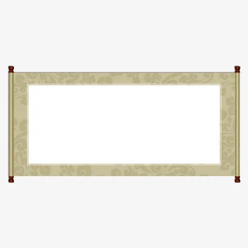 中国风淡雅卷轴免抠