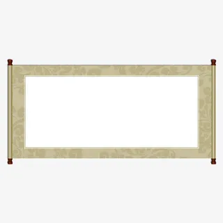 中国风淡雅卷轴免抠