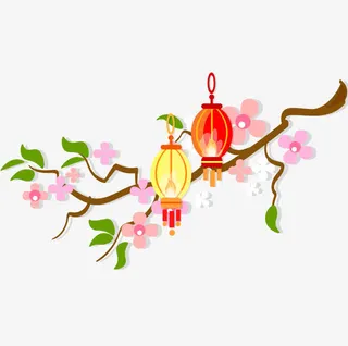卡通灯笼樱花免抠