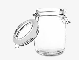 透明翻开盖子的广口瓶实物免抠