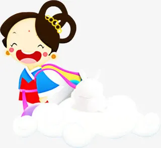 卡通可爱嫦娥白兔形象元素免抠
