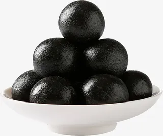 纯黑芝麻丸透明png抠图免抠