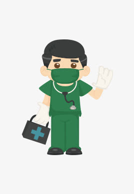 绿色衣服男护士打招呼免抠