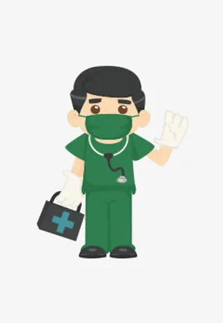 绿色衣服男护士打招呼免抠